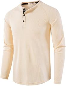 img 4 attached to LOCALMODE Casual Sleeve Shirts Waffle Men's Clothing for Shirts
