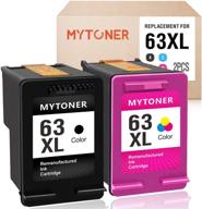 🖨️ high-quality mytoner remanufactured ink cartridge for hp 63xl 63 xl 63 - perfect for officejet & deskjet printers (black, color, 2-pack) logo