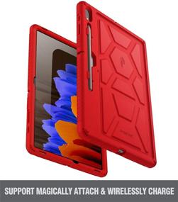 img 1 attached to 🐢 Red Poetic TurtleSkin Series Silicone Cover for Samsung Galaxy Tab S7 Plus with S Pen Holder, 12.4 inch SM-T970/T975/T976 (2020 Release) - Heavy Duty Shockproof, Kids Friendly, Protective Case