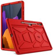 🐢 red poetic turtleskin series silicone cover for samsung galaxy tab s7 plus with s pen holder, 12.4 inch sm-t970/t975/t976 (2020 release) - heavy duty shockproof, kids friendly, protective case logo