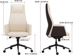 img 2 attached to 🪑 Comfortable and Stylish TUOFU Leather Office Chair: High Back, 360 Degrees Rotation, Adjustable Height, Armrests, 350lbs Load-Bearing – Perfect for Home and Office Use in Beige