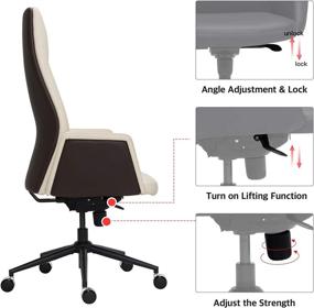 img 1 attached to 🪑 Comfortable and Stylish TUOFU Leather Office Chair: High Back, 360 Degrees Rotation, Adjustable Height, Armrests, 350lbs Load-Bearing – Perfect for Home and Office Use in Beige