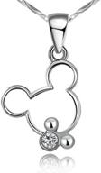 ✨ mickey mouse necklace for girls: sterling silver cz minnie mouse pendant necklace gift with jewelry box - silver chain 18in (f1462) logo