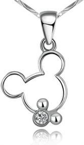 img 4 attached to ✨ Mickey Mouse Necklace for Girls: Sterling Silver CZ Minnie Mouse Pendant Necklace Gift with Jewelry Box - Silver Chain 18in (F1462)