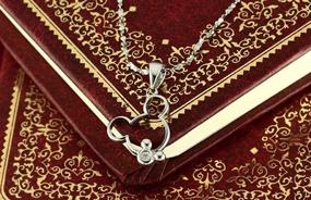 img 2 attached to ✨ Mickey Mouse Necklace for Girls: Sterling Silver CZ Minnie Mouse Pendant Necklace Gift with Jewelry Box - Silver Chain 18in (F1462)