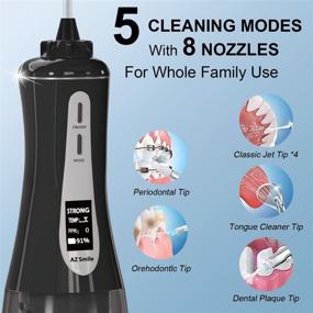 img 2 attached to 🦷 AZ Smile Cordless Dental Flossers: Portable Oral Irrigator with 5 Modes, OLED Display & 8 Jet Tips - Perfect for Teeth Cleaning at Home or on the Go!