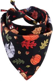 img 4 attached to 🍁 Fall Autumn Reversible Triangle Dog Bandana - Thanksgiving Scarf Accessories for Cats, Dogs, and Pets