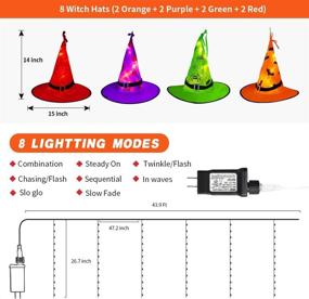 img 1 attached to 🎃 Tcamp 8Pcs Hanging Lighted Glowing Witch Hats with 44ft 104LED Halloween Lights: Ultimate Outdoor Halloween Decorations with 8 Lighting Modes