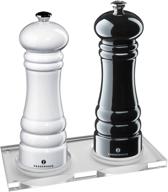 🌶️ zassenhaus berlin pepper and salt mill set, glossy black and white, 7 inch, with coaster logo