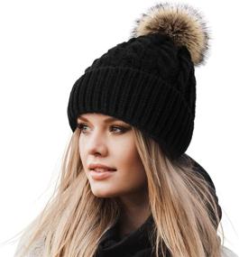 img 4 attached to Womens Winter Knitted Beanie Black Outdoor Recreation and Hiking & Outdoor Recreation Clothing