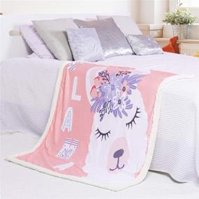 img 3 attached to 🦙 Soft and Plush Pink Llama Baby Blanket - Premium Minky Fleece with Sherpa Throw - Perfect for Couch, Bed, Sofa - 40"x50" Size for Girls and Boys from 5 STARS UNITED