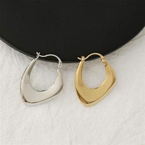 img 1 attached to 💎 Minimalist Geometric Silver Earrings for Women and Girls - Stylish Jewelry