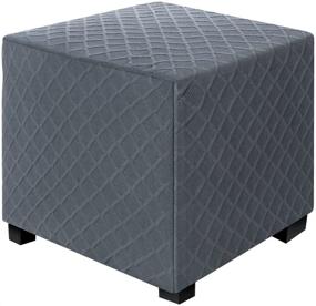 img 4 attached to 🪑 Enhance and Protect Your Ottoman with DUJUIKE Slipover Square Ottoman Cover - Dark Grey, Small