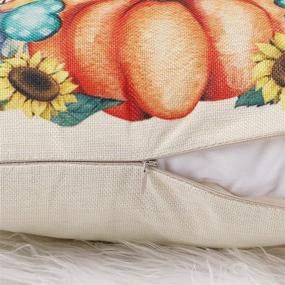 img 1 attached to CDWERD Fall Pillow Covers 18x18 Set of 4 - Farmhouse Outdoor Teal Autumn Decor with Sunflower Gnome Truck Linen - Thanksgiving Throw Pillow Covers for Couch Home Decoration