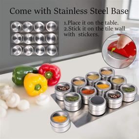 img 1 attached to Enhanced Magnetic Spice Jars Set of 12 with Wall Mounting Capability | Stainless Steel Spice Tins with Lid and Sprinkle-Friendly Small Holes | Rust-Free & Easy to Clean | Includes 94 Labeling Stickers by Beeyoka