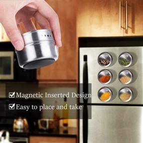 img 3 attached to Enhanced Magnetic Spice Jars Set of 12 with Wall Mounting Capability | Stainless Steel Spice Tins with Lid and Sprinkle-Friendly Small Holes | Rust-Free & Easy to Clean | Includes 94 Labeling Stickers by Beeyoka