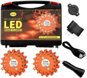 img 3 attached to 🚨 Ultra-Bright SlimK Rechargeable Led Road Flares - Ensure Vehicle & Boat Safety with Magnetic Emergency Lights (2 Red Flares)