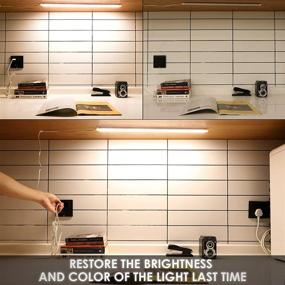 img 1 attached to 🔆 HURYEE Dimmable 3 Color LED Under Cabinet Lighting with Memory Function - USB Powered 11 inch Light Bar for Kitchen, Shelf, Cupboard (2700K 4000K 6000K)