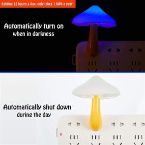 img 1 attached to 🍄 Stylish Mushroom-Shaped LED Night Lights: Ideal Adults and Kids Plug-in Lamp with Blue Light and White Cover for Thanksgiving and Christmas