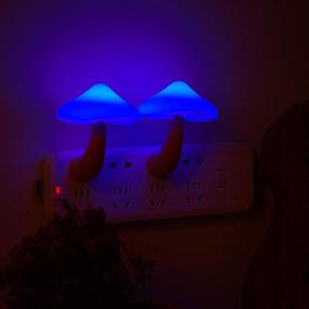 img 2 attached to 🍄 Stylish Mushroom-Shaped LED Night Lights: Ideal Adults and Kids Plug-in Lamp with Blue Light and White Cover for Thanksgiving and Christmas