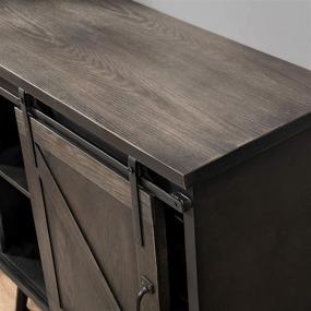 img 2 attached to 🔨 Rustic Driftwood Rogan Barn Door Bar Cabinet by FirsTime &amp; Co. - Dark Brown Wood, 31.5 x 14.5 x 31 inches