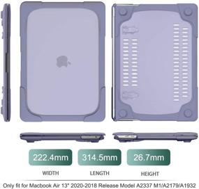 img 1 attached to 👍 DONGKE MacBook Air 13 inch Case 2020 2019 2018 - A2337 M1 A2179 A1932, Rugged Shockproof Hard Shell, Retina & Touch ID, Fold Kickstand - Lavender Gray