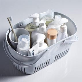 img 3 attached to 🚿 rejomiik Grey Shower Caddy Basket - Portable Storage Tote with Handle, Drainage and Toiletry Bag Bin Box - Ideal for Bathroom, College Dorms, Kitchen, Camping, Gym - Plastic Organizer, Room Essentials
