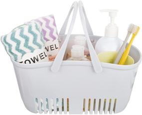 img 4 attached to 🚿 rejomiik Grey Shower Caddy Basket - Portable Storage Tote with Handle, Drainage and Toiletry Bag Bin Box - Ideal for Bathroom, College Dorms, Kitchen, Camping, Gym - Plastic Organizer, Room Essentials