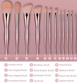 img 3 attached to 💄 Enhance Your Makeup Routine with the BS-MALL Makeup Brush Set: 12 Pcs Premium Synthetic Brushes for Perfect Foundation, Concealer, Eyeshadow, Blush, and Lip Application in Rose