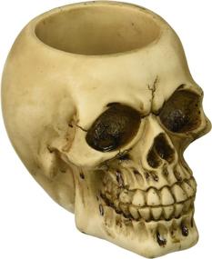 img 1 attached to Zings & Thingz 57072975 Grinning Skull Pen Holder: Cream-Colored Desk Organizer