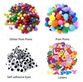 img 3 attached to All-in-One DIY Crafts Set: Pipe Cleaners, Letter Beads, Pom Poms, Art Supplies for Girls Ages 4-10