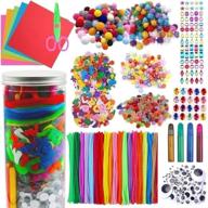 all-in-one diy crafts set: pipe cleaners, letter beads, pom poms, art supplies for girls ages 4-10 logo