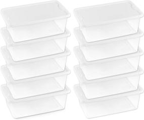 img 2 attached to 📦 Homz Plastic Storage Bins 6 Quart, Clear Stackable (10 Pack) with White Snap Lock Lids - Organize and Maximize Your Storage Space!