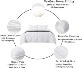 img 2 attached to 🛏️ Ubauba All-Season Twin White Cotton Comforter with Feather & Down Filling, Duvet Insert featuring Corner Tabs - Twin Size 68x90