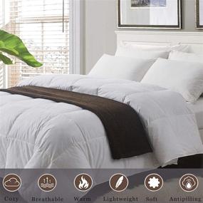 img 3 attached to 🛏️ Ubauba All-Season Twin White Cotton Comforter with Feather & Down Filling, Duvet Insert featuring Corner Tabs - Twin Size 68x90