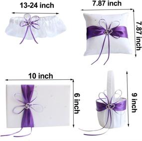 img 2 attached to 💜 5-Piece Purple Wedding Flower Girl Basket, Guest Book Pen, Ring Pillow, and Garter Set - Awtlife