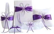 💜 5-piece purple wedding flower girl basket, guest book pen, ring pillow, and garter set - awtlife logo
