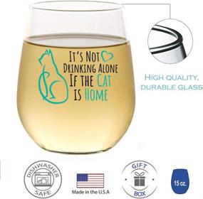 img 1 attached to 🍷 It's Not Drinking Alone if the Cat is Home" - Hilarious Stemless Cat Wine Glass for Cat Lovers, 15oz. with Gift Box