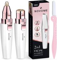 novome 2in1 usb rechargeable facial hair remover & eyebrow trimmer - built-in led light - pain-free hair removal for women's facial hair, eyebrows, arms, thighs, legs, and bikini area logo