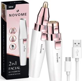 img 3 attached to NOVOME 2in1 USB Rechargeable Facial Hair Remover & Eyebrow Trimmer - Built-in LED Light - Pain-Free Hair Removal for Women's Facial Hair, Eyebrows, Arms, Thighs, Legs, and Bikini Area