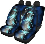 🦋 premium aqua dragonfly car seat covers: full set universal, washable, pet back seat protector for women - stylish auto interior accessories set 4-pcs logo