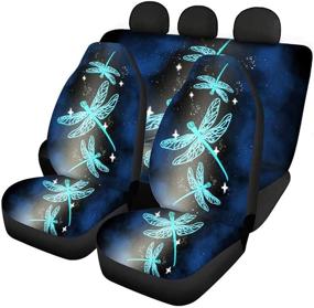 img 4 attached to 🦋 Premium Aqua Dragonfly Car Seat Covers: Full Set Universal, Washable, Pet Back Seat Protector for Women - Stylish Auto Interior Accessories Set 4-pcs