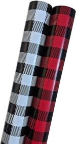 img 4 attached to 🎁 Rustic Buffalo Plaid Christmas Wrapping Paper Set - 200 Sq Feet - Bundle of 2 Jumbo Rolls (100 Sq Feet Each) - Vintage Holiday Wrap with Grid Lines