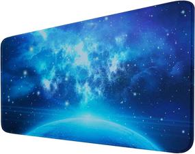 img 4 attached to Премиум Голубая Расширенная Игровая Коврик для Мыши (31.5X15.7 дюймов) - Нескользящий, Водонепроницаемый, Тяжелый и Удобный - Идеально подходит для профессионалов киберспорта, геймеров, рабочего стола, офиса, дома
