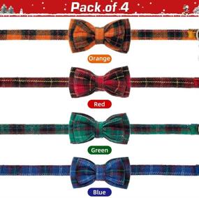 img 2 attached to 🐾 EXPAWLORER Cat Collar Breakaway with Bell - 4 Pack Classic Plaid Bow Tie Collars for Kittens