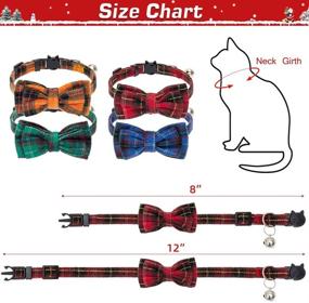 img 3 attached to 🐾 EXPAWLORER Cat Collar Breakaway with Bell - 4 Pack Classic Plaid Bow Tie Collars for Kittens