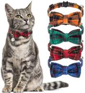 🐾 expawlorer cat collar breakaway with bell - 4 pack classic plaid bow tie collars for kittens logo