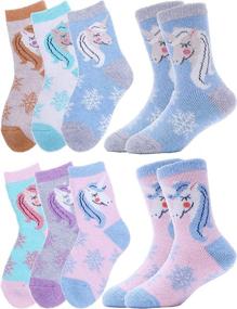img 4 attached to Cozy Winter Thermal Wool Socks for Kids Toddlers - 6 Pack