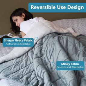img 1 attached to 🛌 Syrinx Queen Size Weighted Blanket 20 lbs: Ideal for Adults! (60"x80", Dark Grey) - Soft Sherpa & Minky Fabric