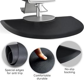 img 2 attached to 🪑 Anti-Fatigue Salon Mat: Black Semi Circle Hair Stylist Mat 3'x5' - 1/2" Thick Barber Shop Chair Mat for Comfortable Office Flooring